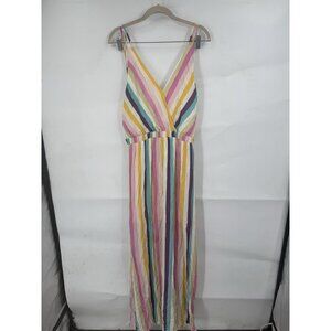 Lulus Lost In Paradise Striped Maxi Dress Women XL Colorful Beach Resortwear